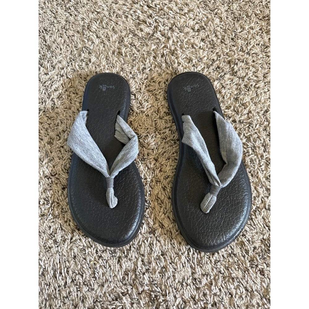 Sanuk Women's Yoga Sling Black Gray Sandals Size 8
